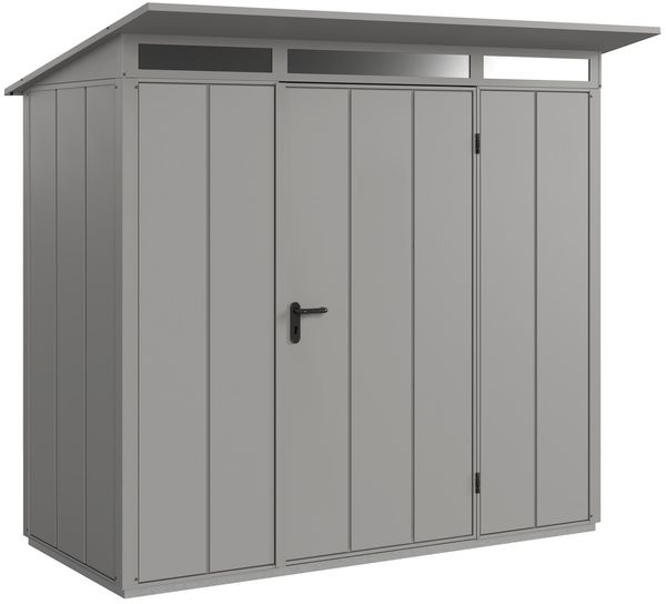 Hörmann Ecostar Metall-Gerätehaus Elegant mit Pultdach Typ 1, 108x238 cm , graualuminium, 2,6 m²,1-flüglige Tür