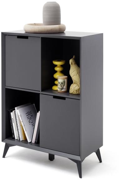 Highboard III Netanja - Grau / Weiß lackiert