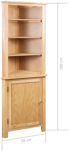 vidaXL Eckschrank 59x36x180 cm Massivholz Eiche 247042 Bild 7