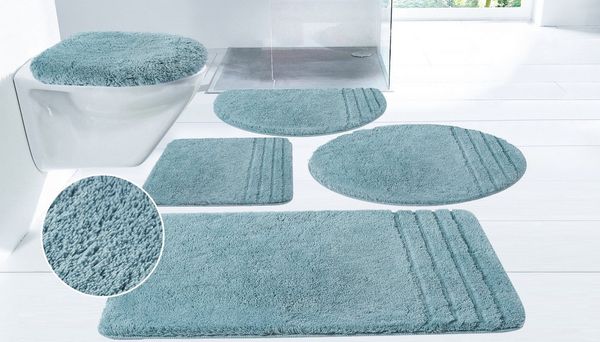 Möve Badematte Loft, Badvorleger, Badezimmer Teppich, Höhe 30 mm, rutschhemmend beschichtet, schnell trocknend, strapazierfähig, fußbodenheizungsgeeignet, Polyacryl, rechteckig, 2tlg. Stand-WC-Set, Badteppich, Badematten auch als 2 teiliges Set & rund