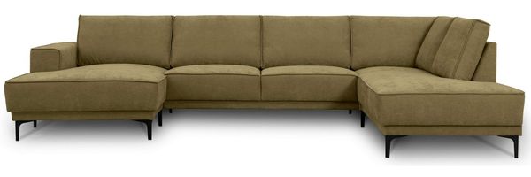 OTTO home Wohnlandschaft XXL Sofa Oland, Struktur, Flachgewebe, Luxus-Microfaser, Boucle, U-Form, 345 cm, Wellenunterfederung, Skandi-Design, Metallfüße