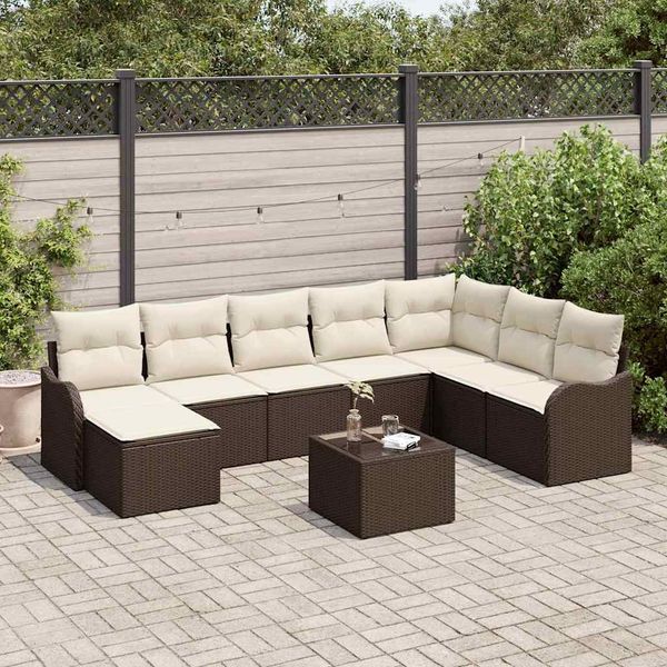 vidaXL Gartensofa-set 9 pcs Braun Poly-Rattan 3345828