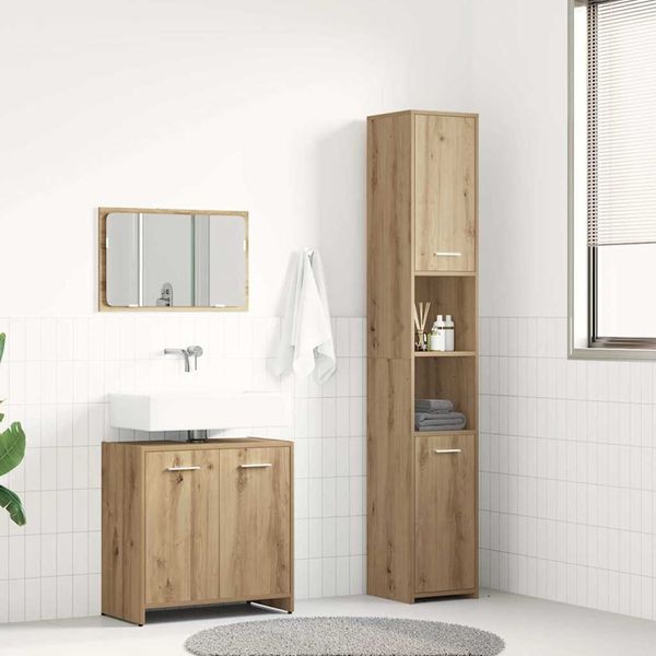 vidaXL 3-tlg. Badmöbel-Set Artisan-Eiche Holzwerkstoff 3328562