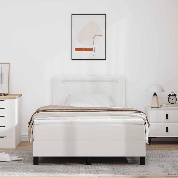 vidaXL Boxspringbett mit Matratze Weiß 120 x 190 cm Kunstleder 3339041