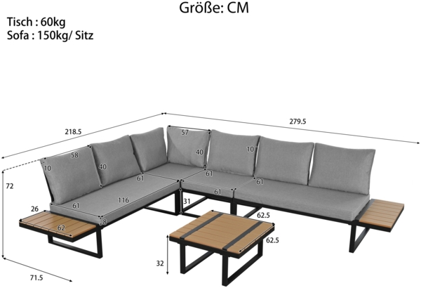 Merax Gartenmöbel-Set mit verstellbarer Kippfunktion, umbaubar 2 Relaxbetten, Stahl / Polyester grau Bild 4