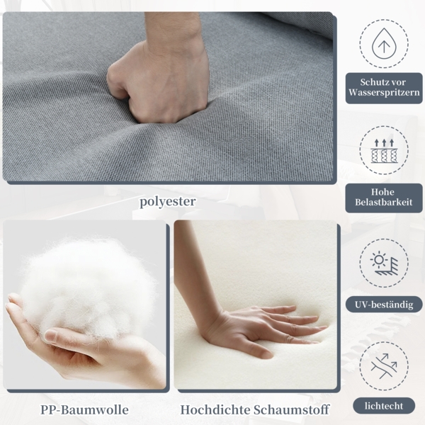 Merax Gartenmöbel-Set mit verstellbarer Kippfunktion, umbaubar 2 Relaxbetten, Stahl / Polyester grau Bild 7