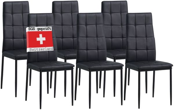 Albatros Esszimmerstühle RIMINI 6er Set, Schwarz - Edles Italienisches Design, Polsterstuhl Kunstleder-Bezug, Modern und Stilvoll am Esstisch - Küchenstuhl Stuhl Esszimmer hohe Belastbarkeit