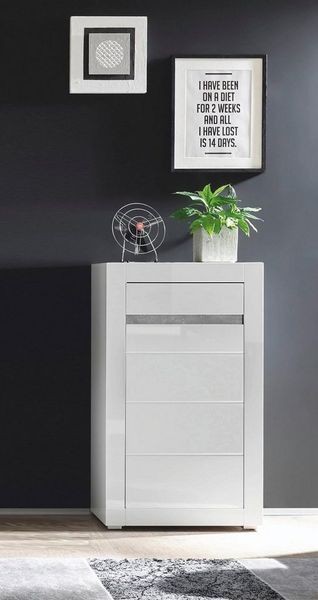 Home affaire Kommode Carat, Breite 66 cm, Blende in weiß und betonfarben im Lieferumfang