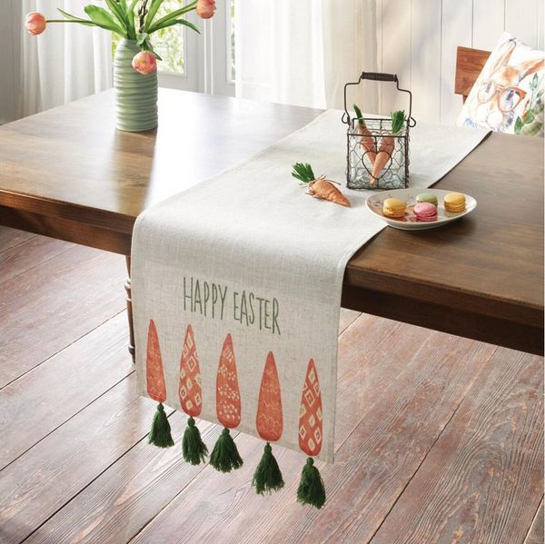 Home-trends24. de Tischläufer Tischdecke Ostern Karotten Quasten Osterhase Tischläufer Tischband