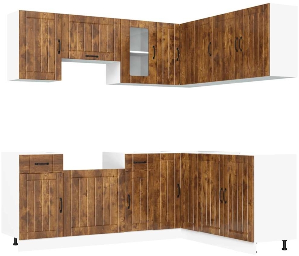 vidaXL 11-tlg. Küchenschrank-Set Lucca Räuchereiche Holzwerkstoff 3314956