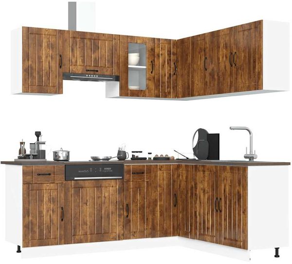 vidaXL 11-tlg. Küchenschrank-Set Lucca Räuchereiche Holzwerkstoff 3314956