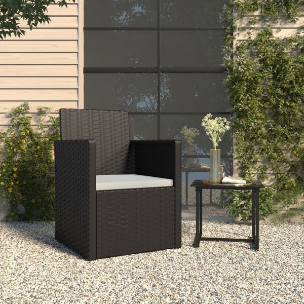 vidaXL Gartensessel mit Kissen Schwarz Poly Rattan 362320