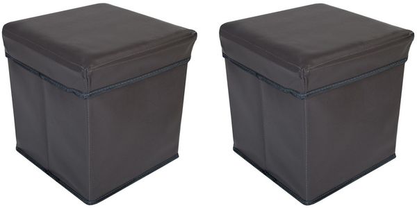 2x Faltbarer Sitzwürfel Aufbewahrungsbox Sitzhocker Sitzbank Truhe Fußbank Taupe