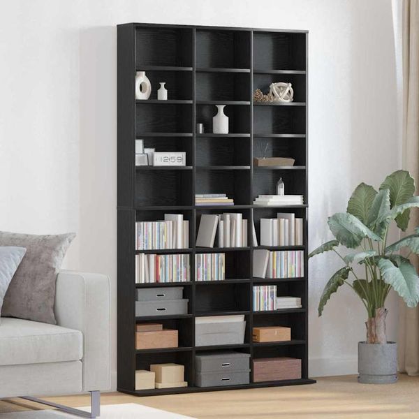vidaXL CD Regal Schwarz Eichen-Optik 101 x 23 x 177,5 cm Holzwerkstoff 3329339