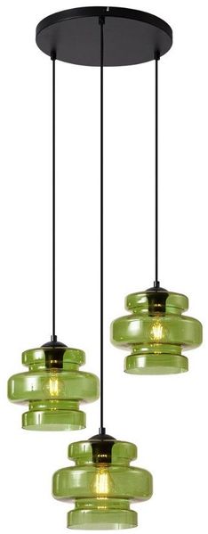 Qazqa Pendelleuchte Denise, ohne Leuchtmittel, Extra-Warmweiß, QAZQA Hängeleuchte, e27, Grün, Glas, Retro