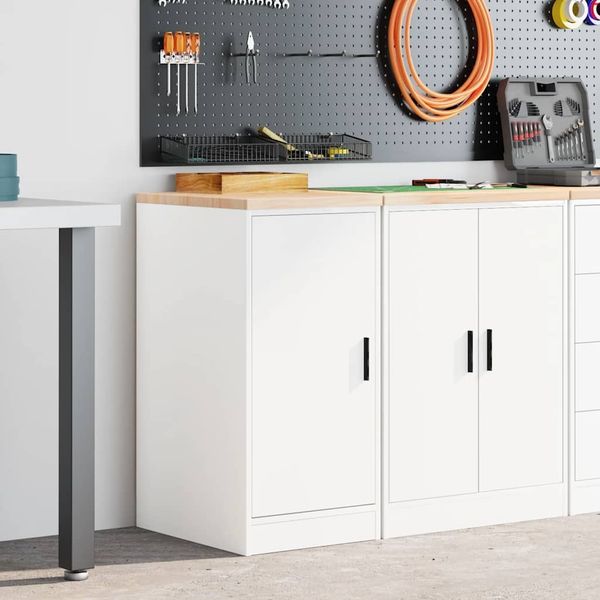 vidaXL Garagen-Aufbewahrungsschrank Weiß 40x51x85 cm Massivholz Kiefer 860562