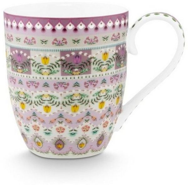 PiP Studio Becher Lily&Lotus Henkelbecher lila/bunt 450ml, Porzellan, Mug XL Lily&Lotus Moon Delight Multi 450ml