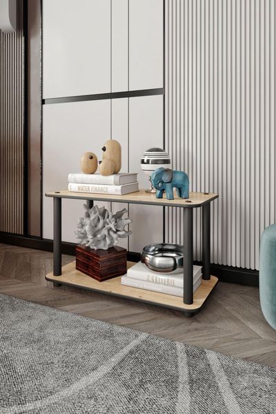 Modern Oak Coffee Table, 30 x 60 x 38 cm | 100% MDF with Compressed Kraft Legs | Scandinavian Design, Solid Brown Color, Perfect for Living Room