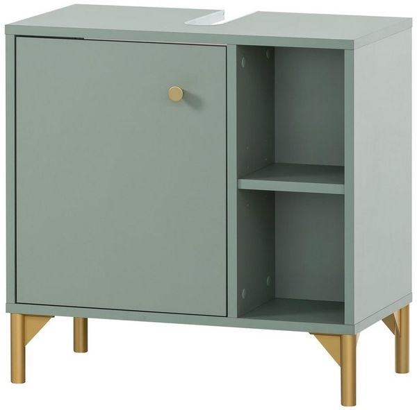 Lomadox Waschbeckenschrank ANGERS-80 mint, 1 Tür, 2 offene Fächer, B/H/T: ca. 60,2/60,3/33,1 cm