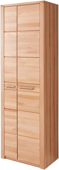Garderobenschrank >Nature One< 2 Türen, 6 Böden, soft-close, Kernbuche teilmassiv - 65x201x40cm B/H/T
