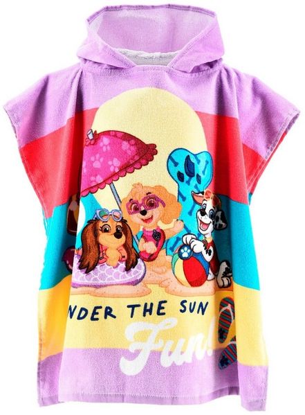 PAW PATROL Strandtücher PAW PATROL Kinder Badeponcho mit Kapuze Mädchen Lila