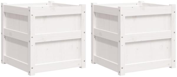 vidaXL Pflanzkübel 2 Stk. Weiß Massivholz Kiefer 837417