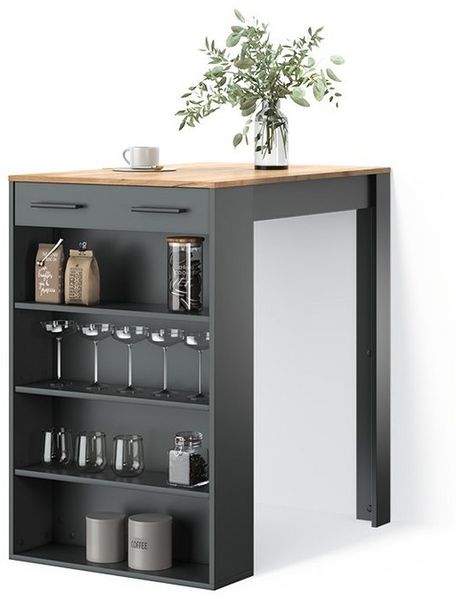 Livinity® Bartisch Regusa, Anthrazit/Goldkraft Eiche/Anthrazit, 67x100 cm (1-St)