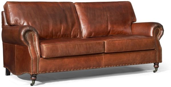 Clubsofa Wales 3-Sitzer Leder Vintage-Cigar