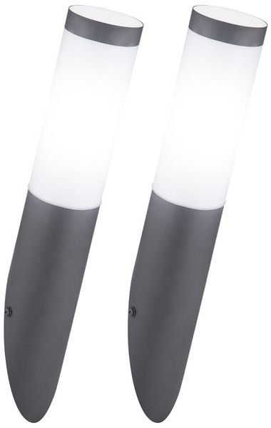 2er Set LED Fackel-Wandleuchte, Edelstahl anthrazit, H 40 cm