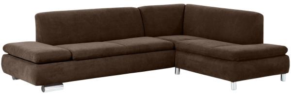 Ecksofa mit Ottomane rechts Kaye Bezug Veloursstoff Metallfuß verchromt / braun 23099