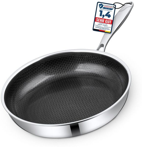 Morleos Bratpfanne 32 cm Keramik Pfanne Induktion Kratzfest Antihaft, Edelstahl (1-tlg, Pro Performance 3.0), 5-Schicht, 3mm, 1,67kg, backofenfest, spülmaschinengeeignet, Antihaft