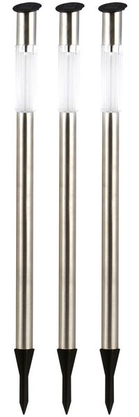 3er Set Solar-Steckleuchte, Edelstahl, H 70 cm