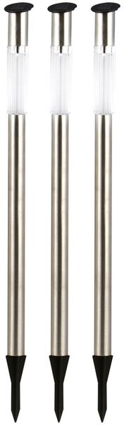 3er Set Solar-Steckleuchte, Edelstahl, H 70 cm