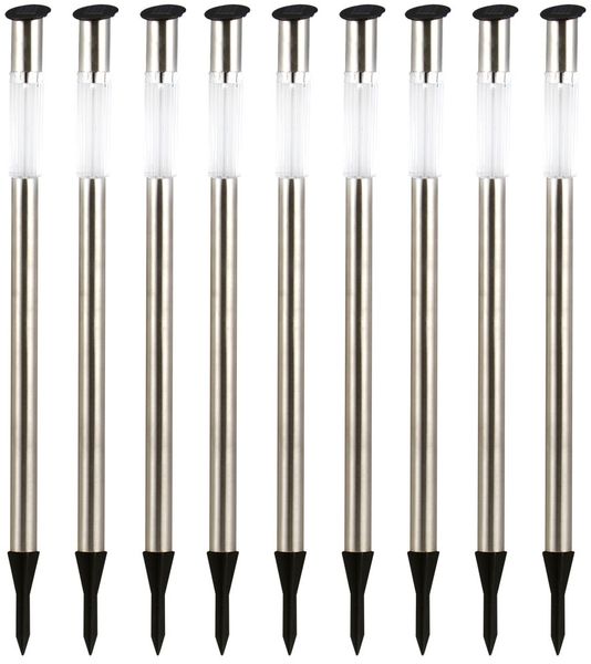 3er Set Solar-Steckleuchte, Edelstahl, H 70 cm
