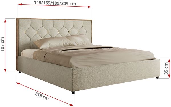 Polsterbett mit Bettkasten LARINO CLASSIC 140 x 200 cm Lattenrost und Gasdruckfedern, stabiles Bettgestell, modernes Design Multipocket Matratze - Creme Strukture - ELORI LUX Bild 4