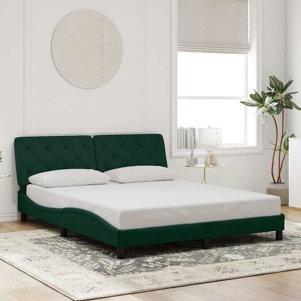 vidaXL Bettgestell ohne Matratze Dunkelgrün 160x200 cm Samt 3207932