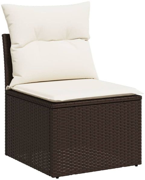 vidaXL Gartensofa ohne Armlehnen mit Kissen Braun Poly Rattan 366199