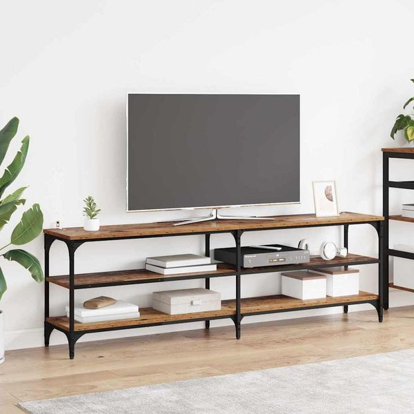 TV-Schrank, TV-Lowboard Altholz 160x30x50 cm Verbundholz und Eisen