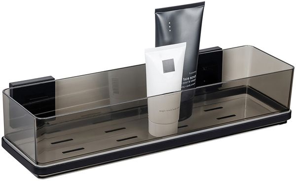 WENKO Duschablage Vacuum-Loc® Modell Quadro, aus Kunststoff, Edelstahl-Halterung, Befestigen ohne Bohren
