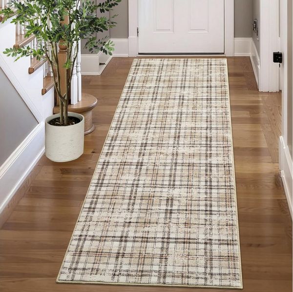 GarveeMore Teppich KaroPatina, rechteckig, Höhe: 5 mm, Stil erinnert an klassischen Tartan mit modernem Used-Print