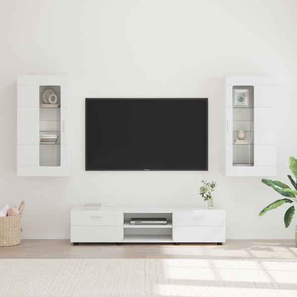 vidaXL TV-Schrankset mit Schubladen FLORIN 3 pcs Weiß Holzwerkstoff 3397924