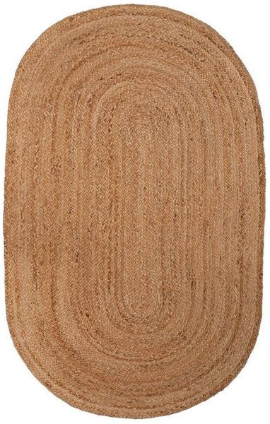 Home4You Teppich Handwebteppich, 90x160 cm, Braun, Jute, oval, handgewebt