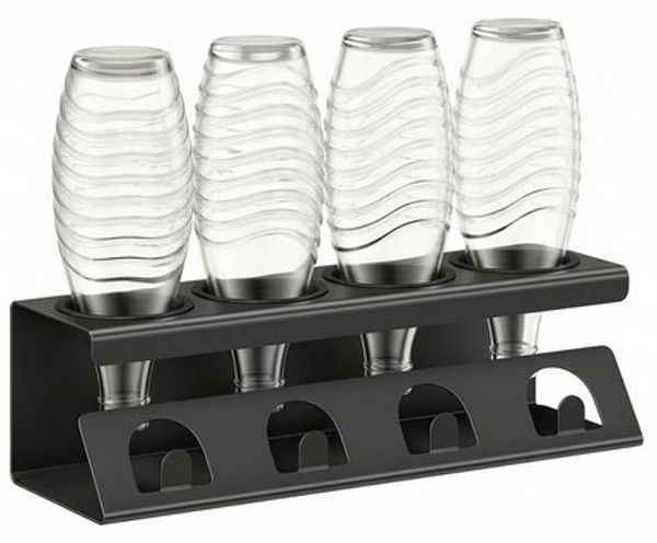 SONGMICS Flaschenhalter, für 4 Flaschen, Abtropfgestell flaschen, Stahl, schwarz