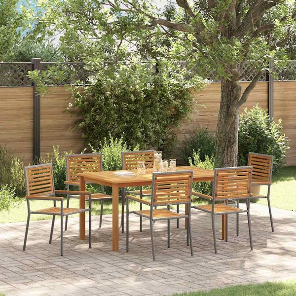 vidaXL Garten Essgruppe 7 pcs Grau Massivholz Akazie 3365521