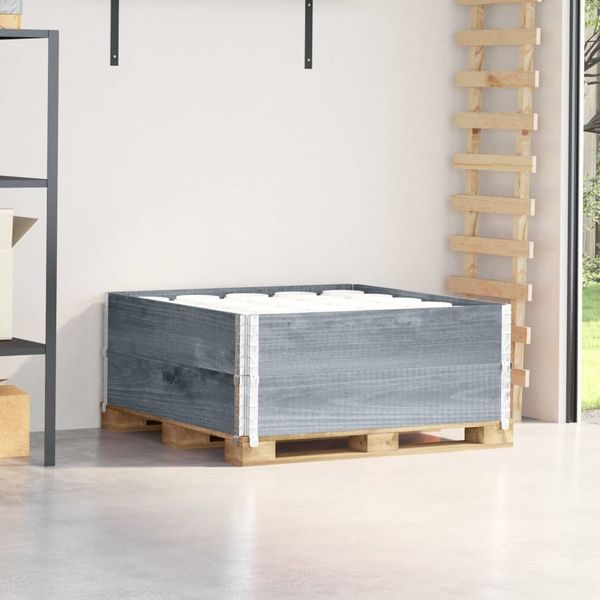 vidaXL Paletten-Aufsatzrahmen 2 Stk. Grau 100x100 cm Massivholz Kiefer 4010291