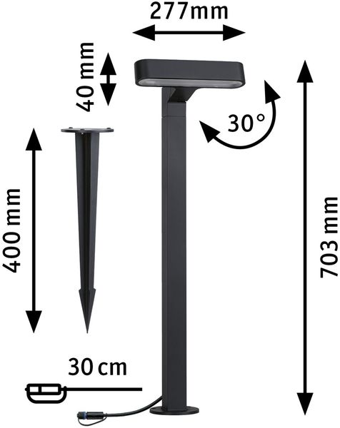 Paulmann 94546 Plug&Shine LED Pollerleuchte Ito horizontal IP65 3000K Anthrazit Bild 5