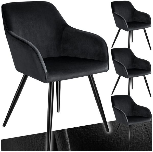 tectake Esszimmerstuhl Marilyn (4er Set, 4 St), gepolstert, in Samtoptik