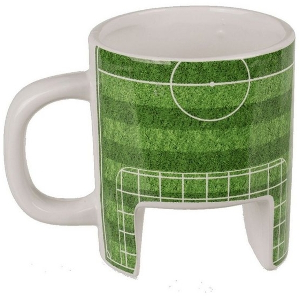 Kaffeetasse Fußballplatz ca. 12 x 9 cm mit Zubehör Fußball Tasse aus Steingut Bild 2