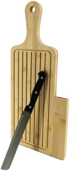 Neuetischkultur Schneidebrett Brotschneidebrett mit Messer Bamboo, Holz, (Set, 2-St, Schneidebrett mit Brotmesser), Brotschneidebrett Brotmesser Schneidebrettset