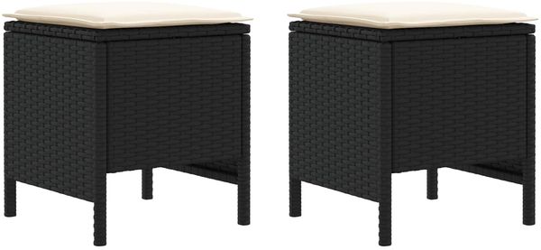 vidaXL Garten-Fußhocker 2 Stück Schwarz und Creme 38 x 38 x 45 cm 42025384 Bild 2